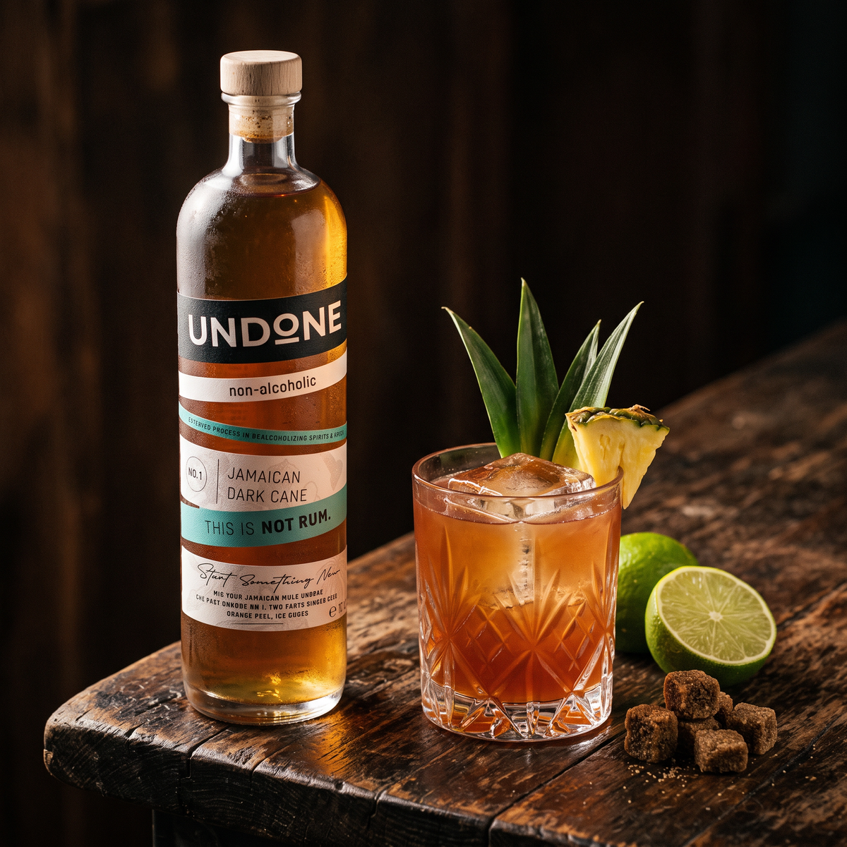 UNDONE No. 1 NOT RUM with a Jungle Bird, pineapple and lime
