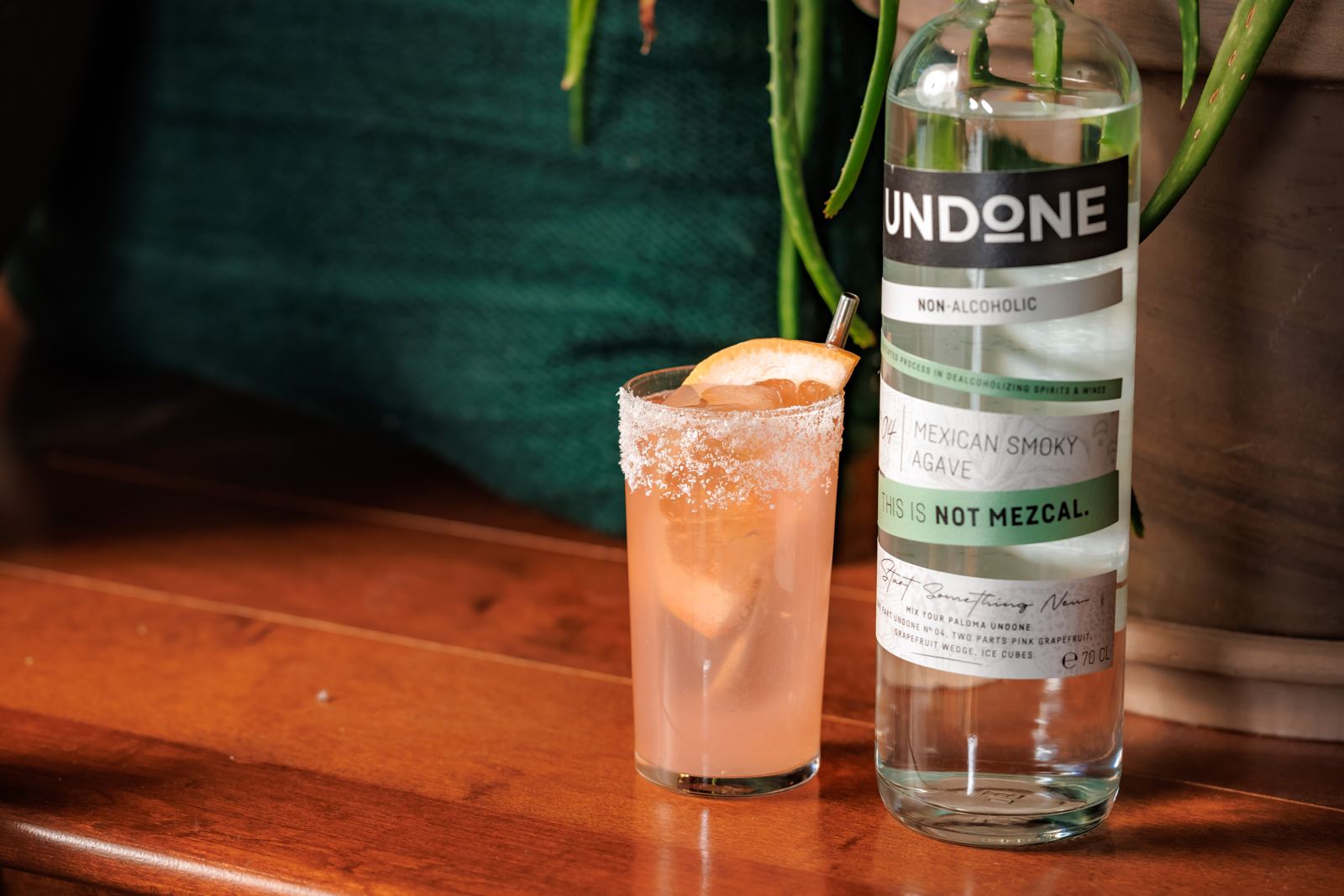 UNDONE No. 4 NOT MEZCAL bottle with Smoky Paloma