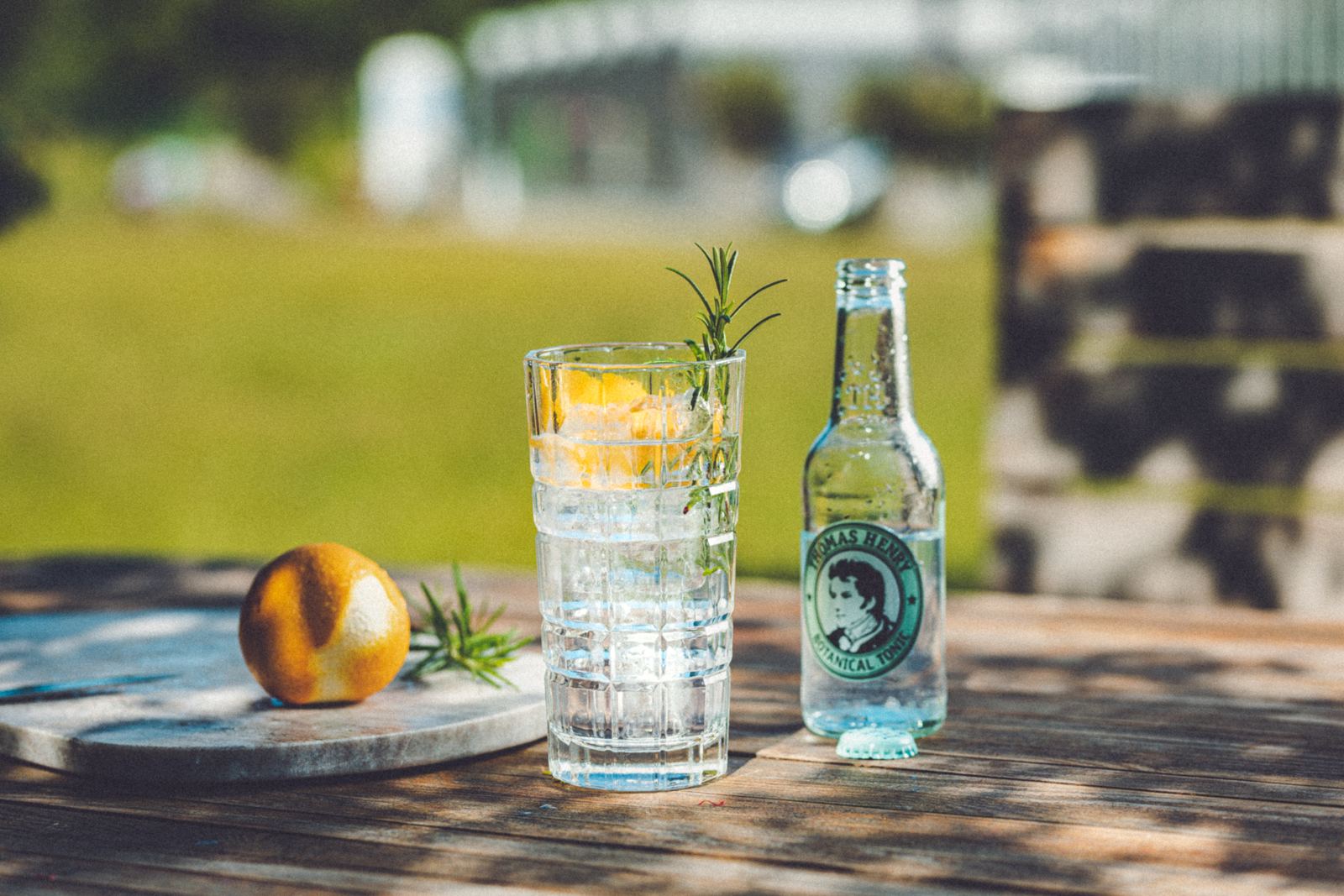 Thomas Henry Tonic Water 200ml bottle with gin and tonic